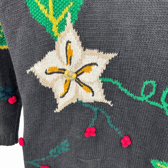 VINTAGE 80'S JENNIFER REED CONCEPT HAND KNIT CHRISTMAS HOLIDAY CARDIGAN SWEATER - Picture 5 of 6